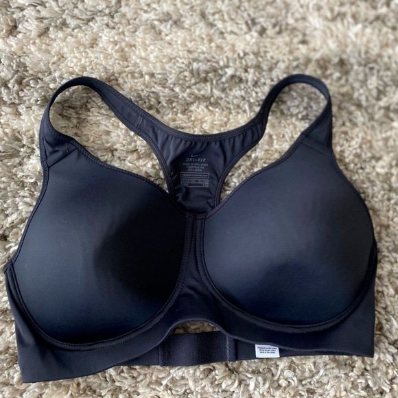 Nike Other - Nike Dri Fit Race Back Black Sports Bra Wireless Lined Pullover Active Size 34D